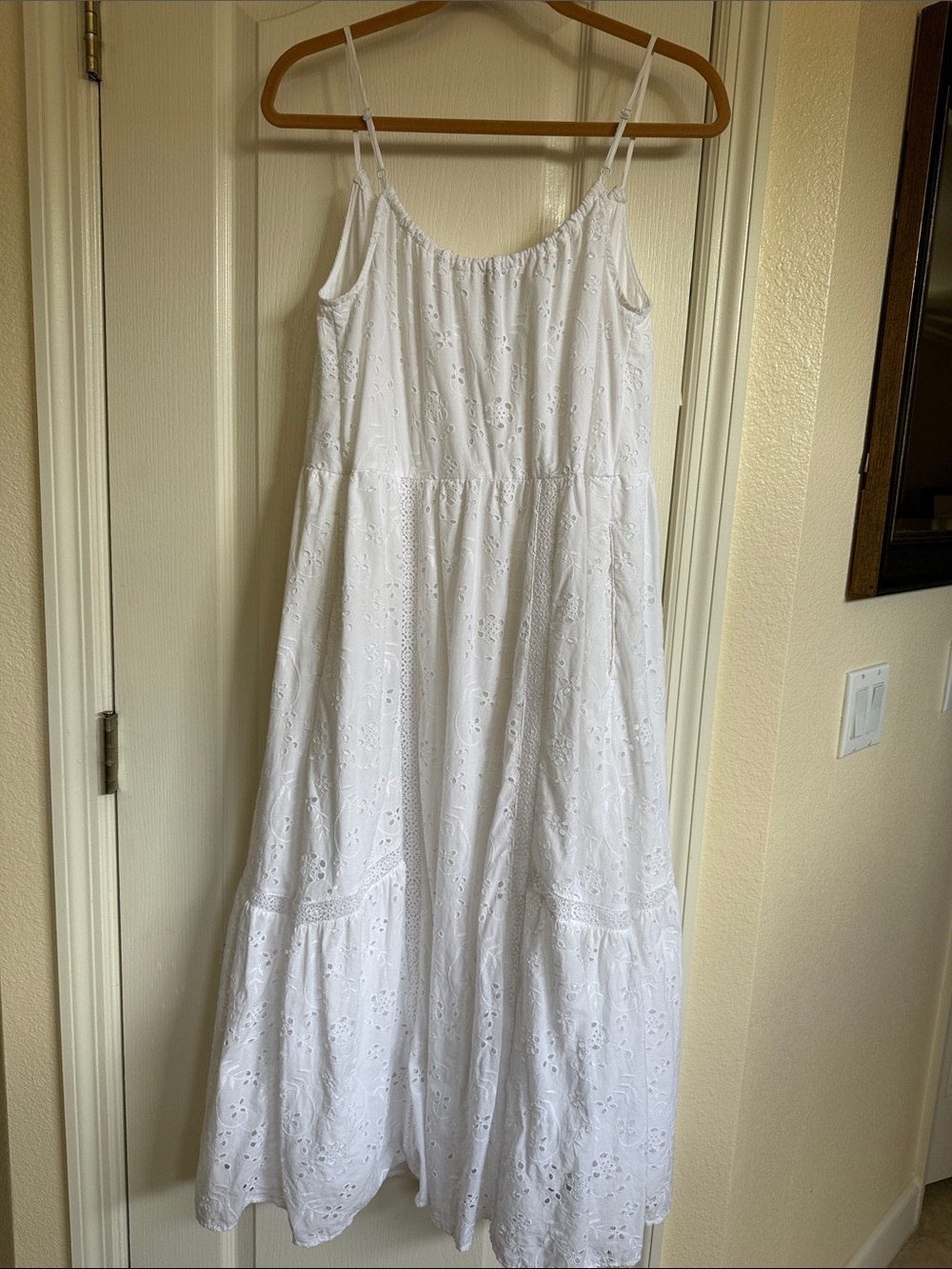 White Eyelet Maxi Sundress with Spaghetti Straps - Picture 6 of 10